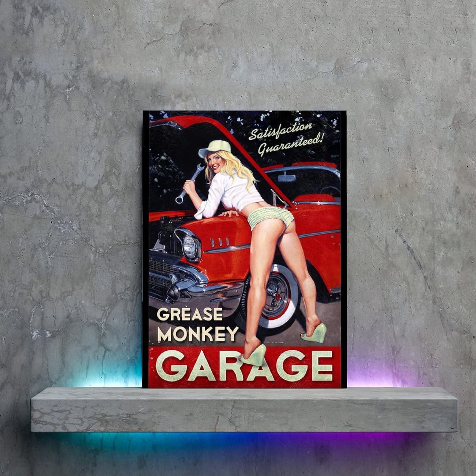 Vintage Poster Grease Monkey Garage Funny Girl Room Aesthetics